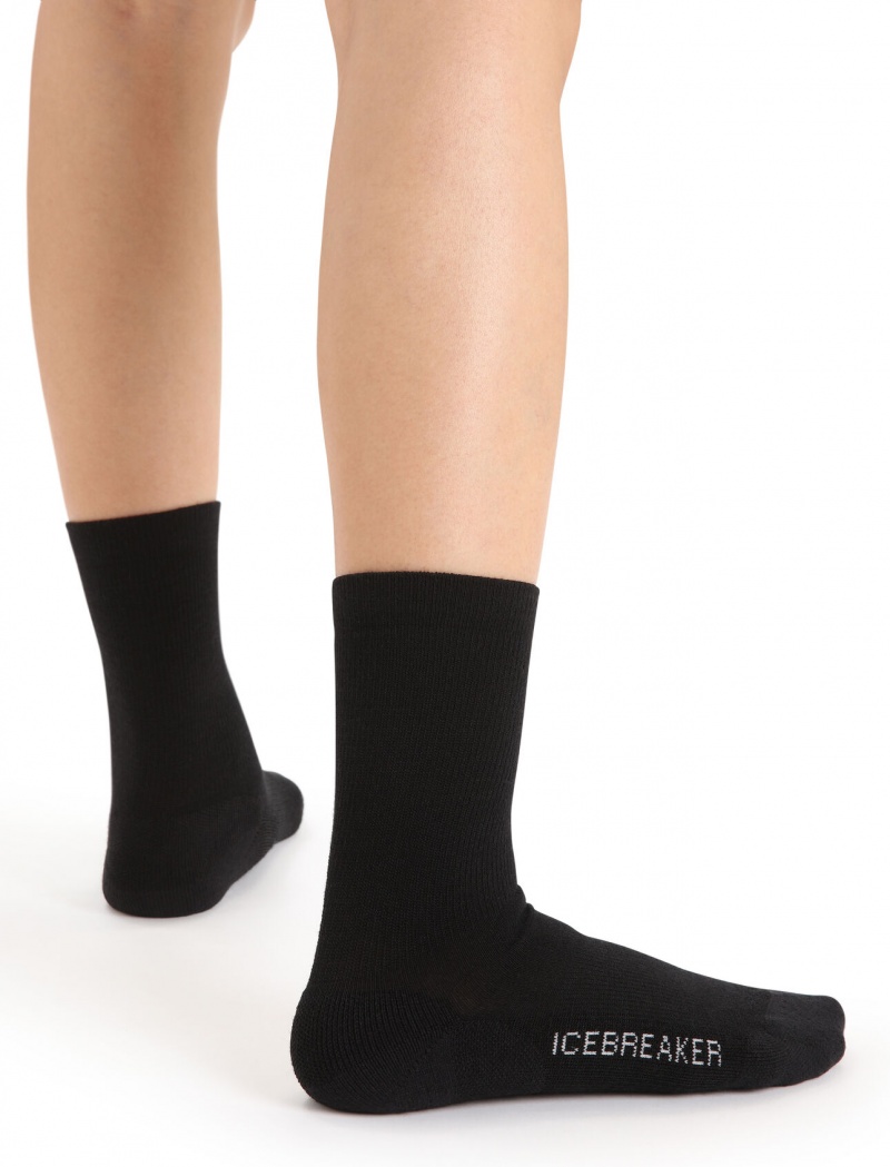 Icebreaker Merino Lifestyle Light Crew Socks Strumpor Dam Svarta | UWSKHY614