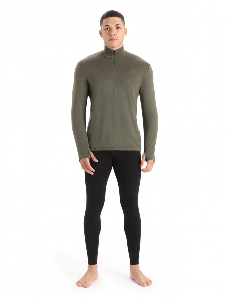 Icebreaker Merino Original Long Sleeve Half Zip Top Tröjor Herr Olivgröna | YPAOEK459