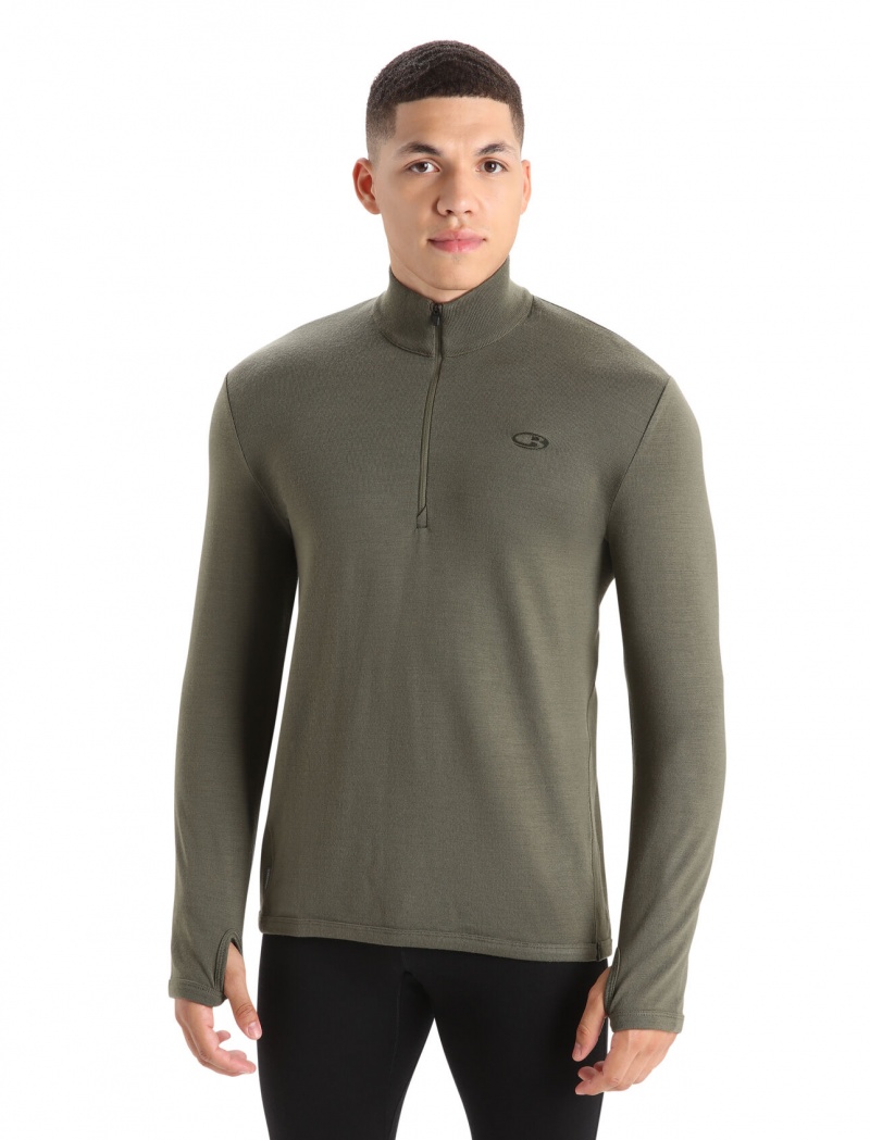 Icebreaker Merino Original Long Sleeve Half Zip Top Tröjor Herr Olivgröna | YPAOEK459