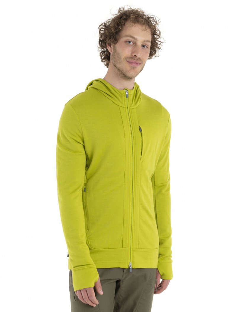 Icebreaker Merino Quantum III Long Sleeve Zip Hoodie Tröjor Herr Ljusgröna Olivgröna | AVYKOR492