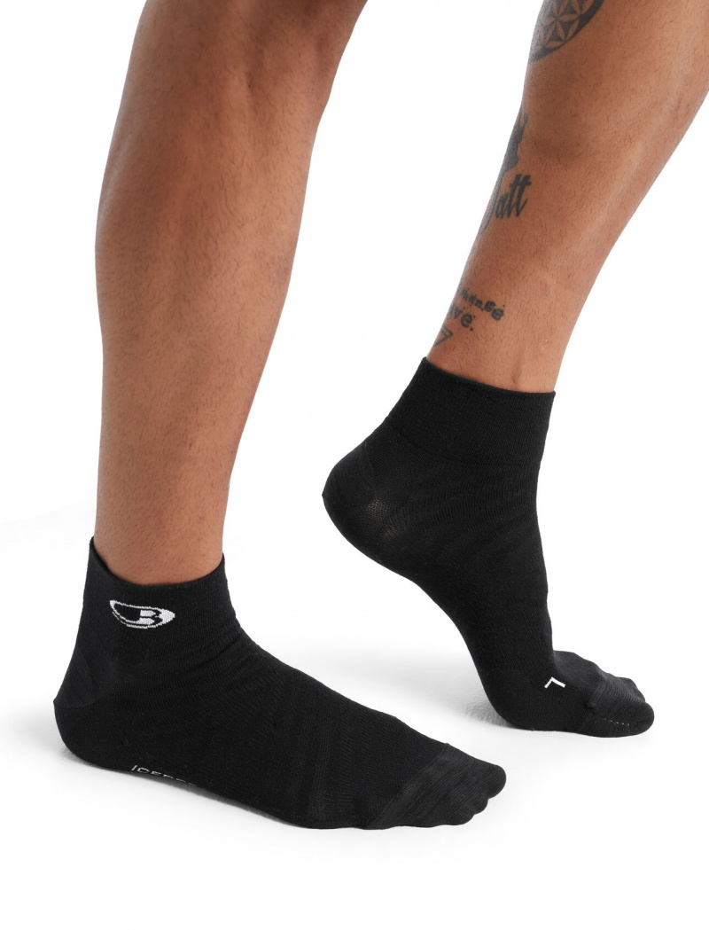 Icebreaker Merino Run+ Ultralight Mini Socks Strumpor Herr Svarta Vita | QLOWZY127