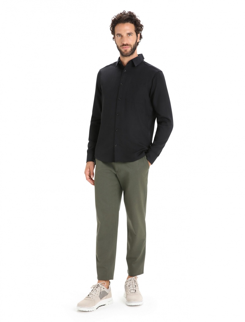 Icebreaker Merino Steveston Long Sleeve Shirt Långärmad Herr Svarta | MAXBLY280