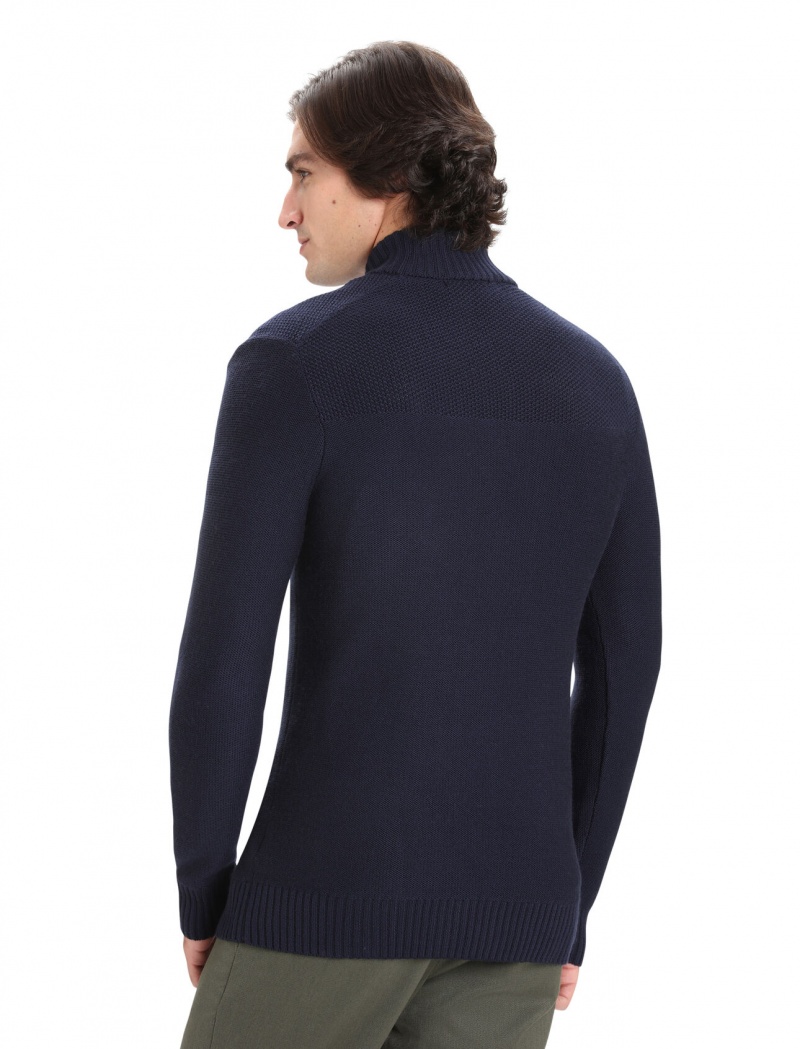 Icebreaker Merino Waypoint Long Sleeve Half Zip Top Tröjor Herr Marinblå | IAPDBO962