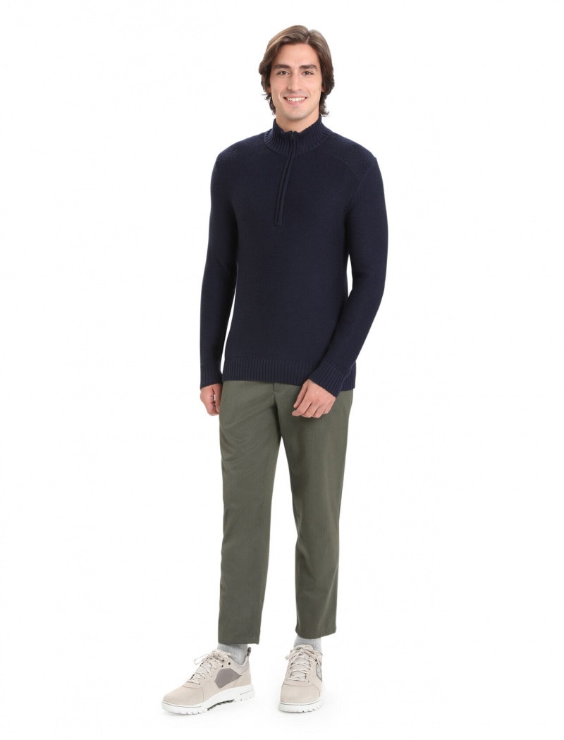 Icebreaker Merino Waypoint Long Sleeve Half Zip Top Tröjor Herr Marinblå | IAPDBO962