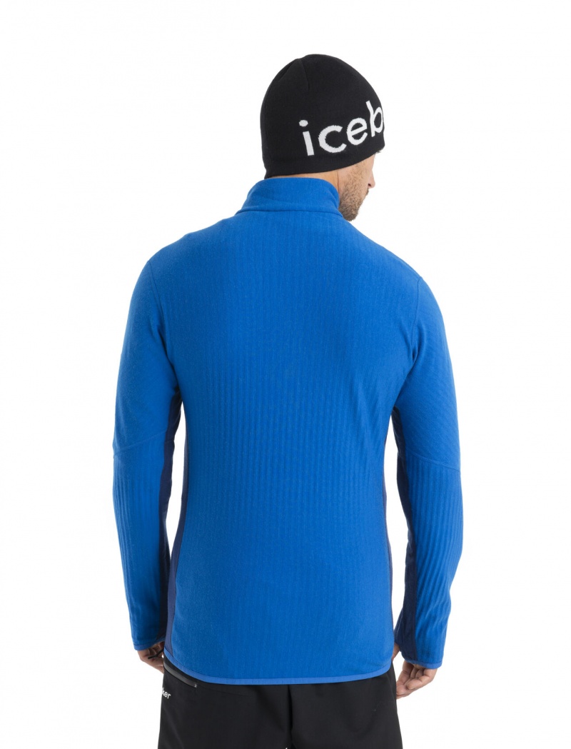 Icebreaker RealFleece™ Merino Descender Long Sleeve Zip Jacket Tröjor Herr Kungsblått Marinblå | MECOXL130