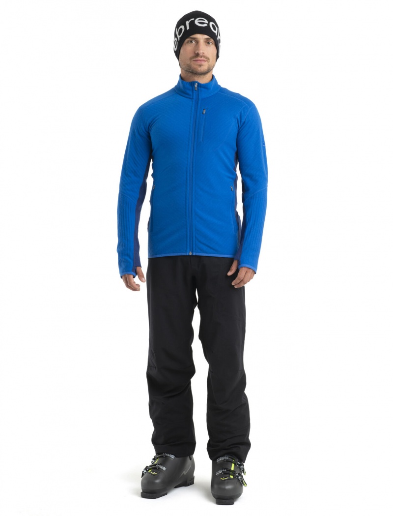 Icebreaker RealFleece™ Merino Descender Long Sleeve Zip Jacket Tröjor Herr Kungsblått Marinblå | MECOXL130