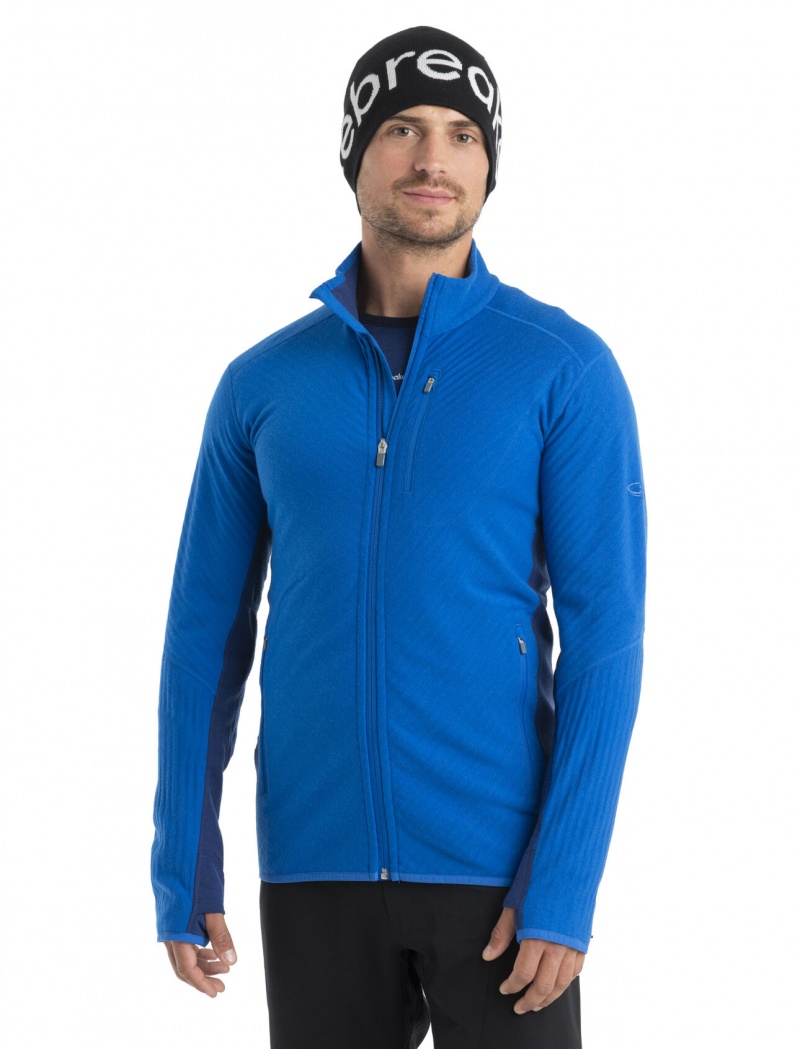 Icebreaker RealFleece™ Merino Descender Long Sleeve Zip Jacket Tröjor Herr Kungsblått Marinblå | MECOXL130