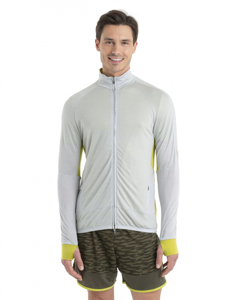 Icebreaker ZoneKnit™ Merino Long Sleeve Zip Top Tröjor Herr Ljusgröna | SUPHVO942